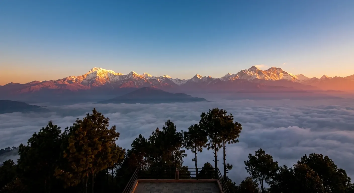 Sunrise view from Nagarkot view point during Spring Season