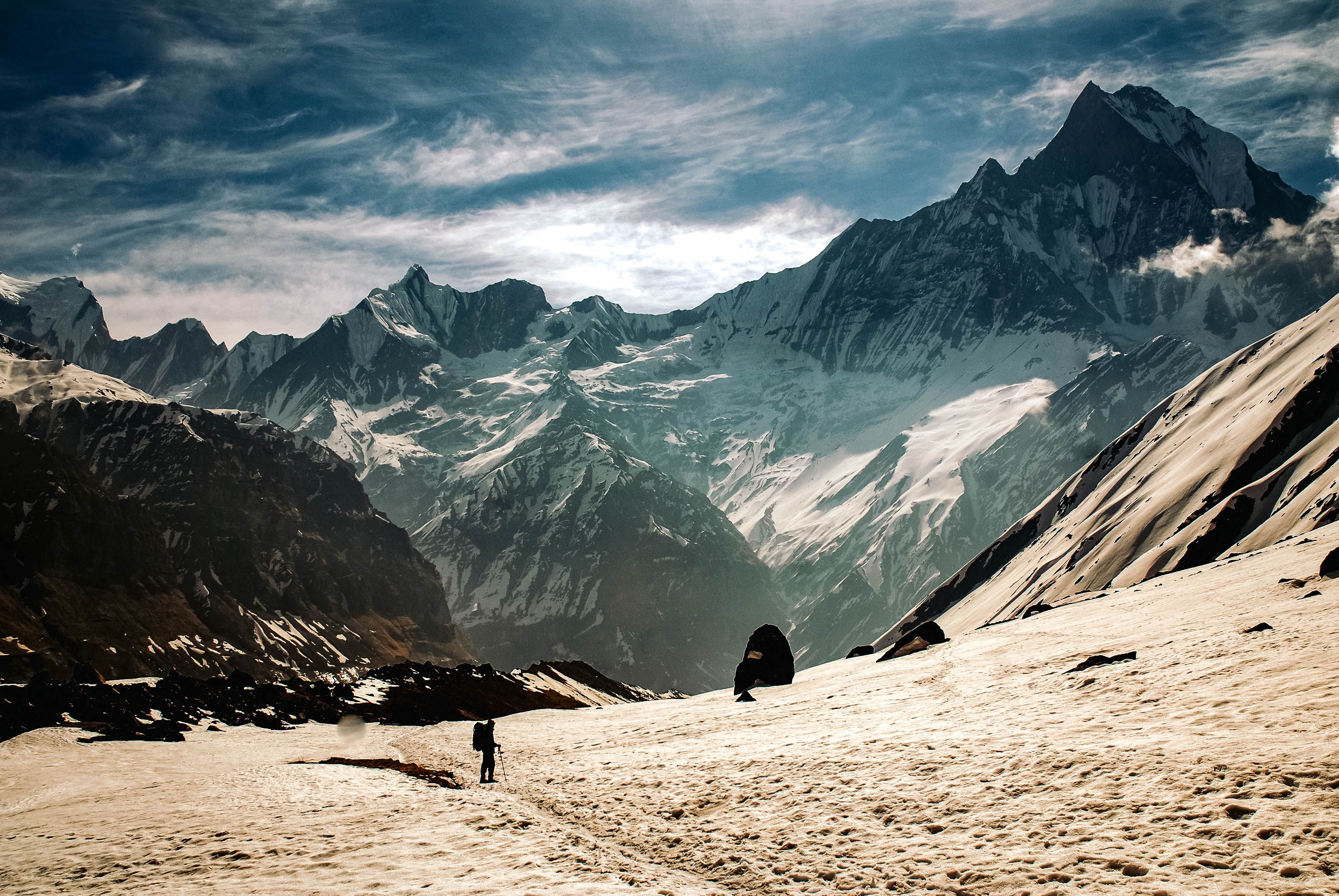 Machhapuchhre seen from the Mardi Himal ridge above the clouds