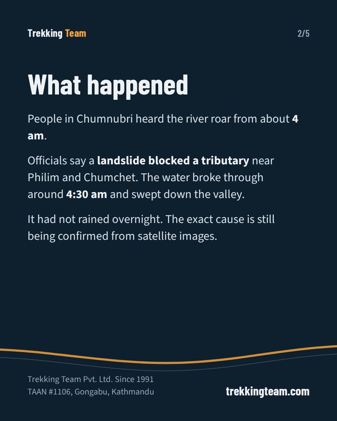 What happened: landslide blocked a tributary near Philim and Chumchet, water released about 4:30am on 11 October 2026